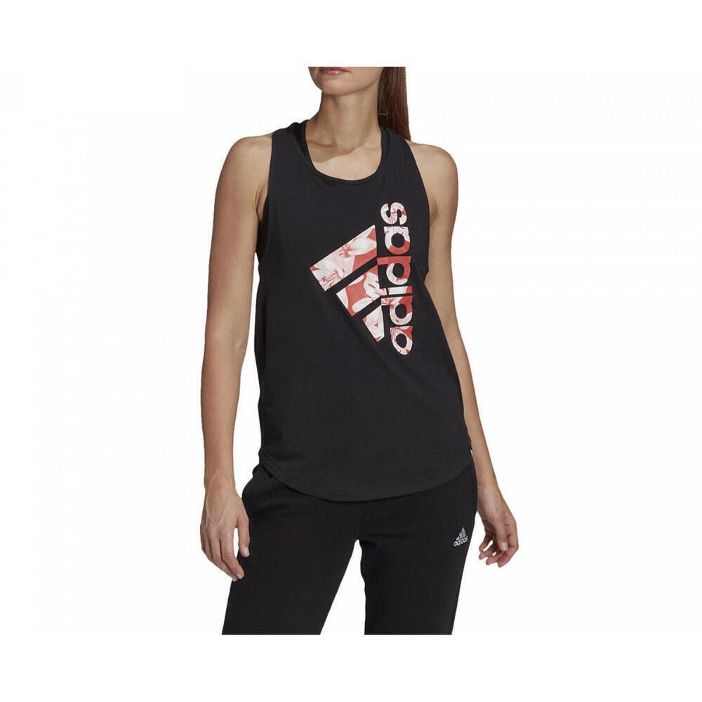 Adidas Womens Printed Graphic Tank Top, BLACK W FLORAL, SIZE XS - Picture 2 of 4